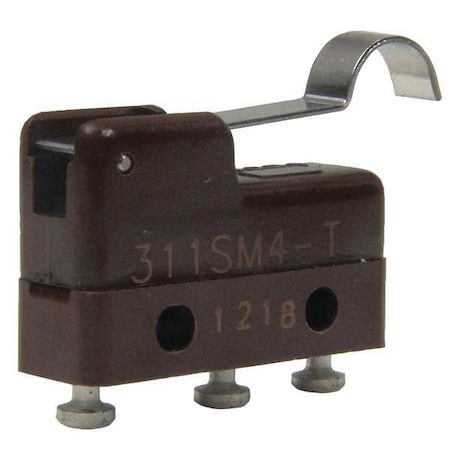 Subminiature Snap Action Switch - SPDT, Lever Roller, 5A, Solder Terminals MPN:311SM4-T