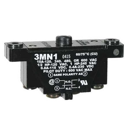 Snap Action Switch - DPDT, Pin Plunger, 15A, Phenolic Body, 3MN Series MPN:3MN1