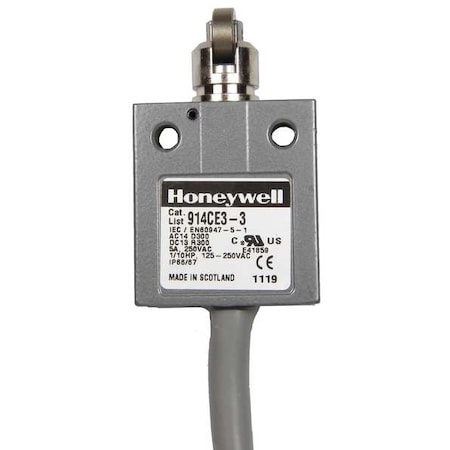 Limit Switch, Cross Roller, Plunger, 1NC/1NO, 5A at 240V AC, Actuator Location: Top MPN:914CE3-6