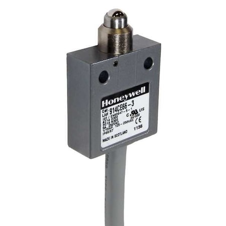 Limit Switch, Ball Bearing, Plunger, 1NC/1NO, 5A at 240V AC, Actuator Location: Top MPN:914CE66-3