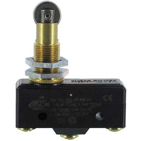 Snap Action Switch, Overtravel Roller, Plunger Actuator, SPDT, 15 A at 480 V AC Contact Rating MPN:BZ-2RQ18-A2