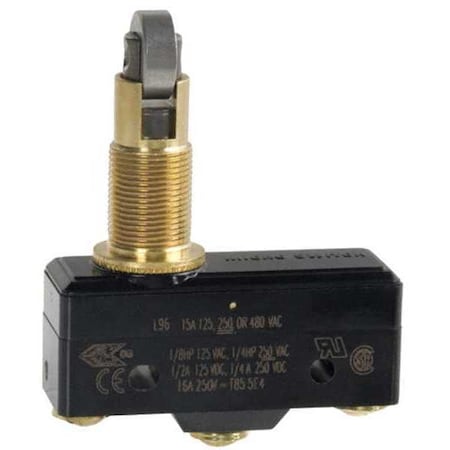 Snap Action Switch, Overtravel Roller, Plunger Actuator, SPDT, 15 A at 480 V AC Contact Rating MPN:BZ-2RQ181-A2