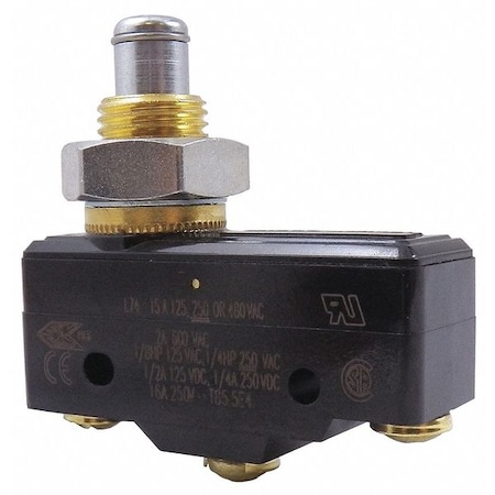 Snap Action Switch, Panel Mount, Plunger Actuator, SPDT, 15 A at 240 V AC Contact Rating MPN:BZ-2RQ66