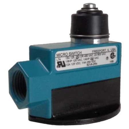 Limit Switch, Plunger, 1NC/1NO, 15A at 600V AC, Actuator Location: Top MPN:BZV6-2RN