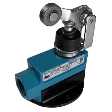 Limit Switch, Plunger, Roller Lever, 1NC/1NO, 15A at 600V AC, Actuator Location: Top MPN:BZV6-2RN2