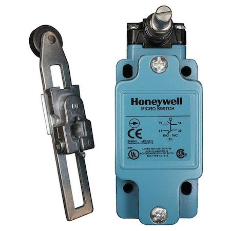 Limit Switch, Roller Lever, Rotary, 1NC/1NO, 10A at 600V AC, Actuator Location: Side MPN:GLAA01A2A