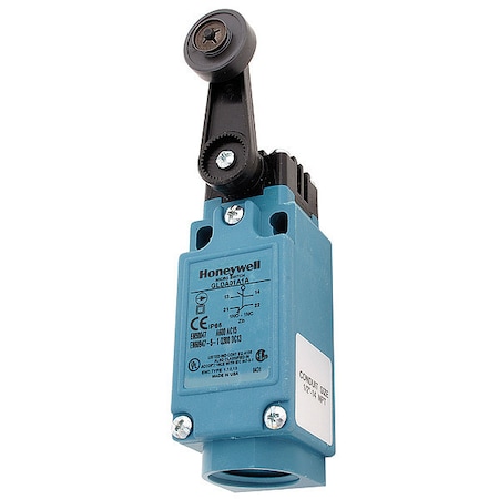 Limit Switch, Roller Lever, Rotary, 1NC/1NO, 10A at 300V AC, Actuator Location: Side MPN:GLCA01A1A