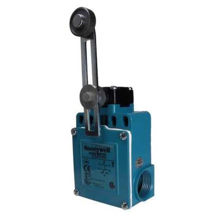 Limit Switch, Roller Lever, Rotary, 2NC/2NO, 10A at 300V AC, Actuator Location: Side MPN:GLEA24A2A