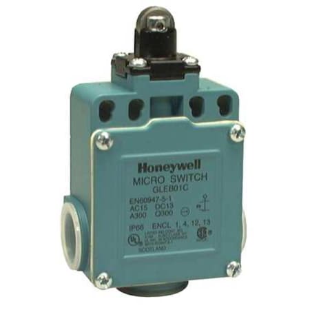 Limit Switch, Plunger, Roller, 2NC/2NO, 10A at 300V AC, Actuator Location: Top MPN:GLEA24C