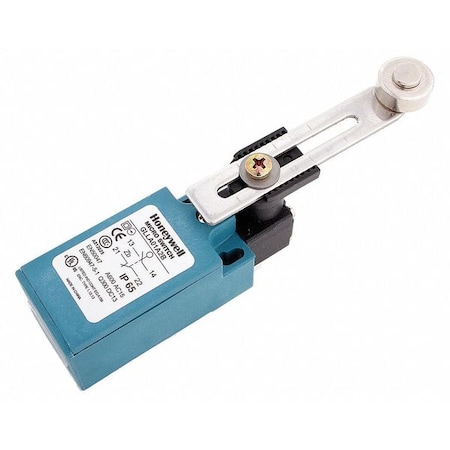 Limit Switch, Roller Lever, Rotary, 1NC/1NO, 10A at 300V AC, Actuator Location: Side MPN:GLLA01A2B