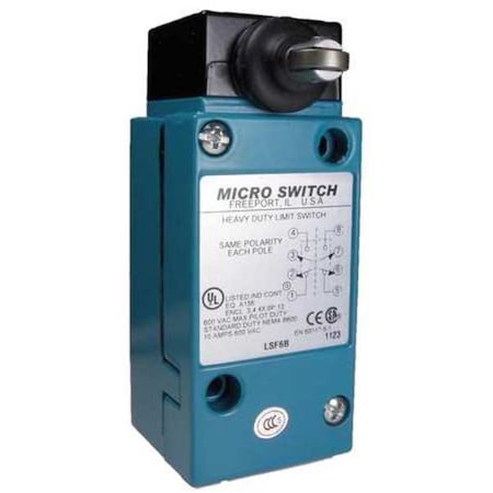 Limit Switch - Heavy Duty, DPDT, Side Plunger Roller, 10A 600V, NEMA Rated MPN:LSF4L