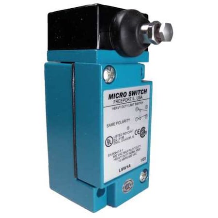 Heavy Duty Limit Switch, Plunger, 1NC/1NO, 10A at 600V AC, Actuator Location: Side MPN:LSW1A