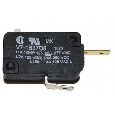 Miniature Snap Action Switch, Pin, Plunger Actuator, 1NC MPN:V7-1B37D8