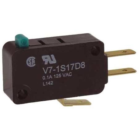 Miniature Snap Action Switch, Pin, Plunger Actuator, SPDT, 0.1 A at 125 V AC Contact Rating MPN:V7-1S17D8