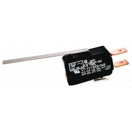 Snap Action Switch - V7 Series, SPDT, Long Lever, 21A, Quick Connect MPN:V7-1V19E9-048