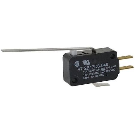 Miniature Snap Action Switch, Lever, Long Actuator, SPDT MPN:V7-2B17D8-048