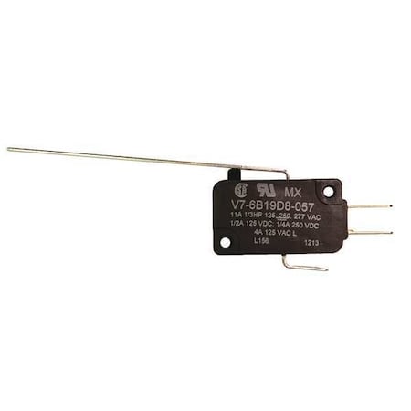 Miniature Snap Action Switch, Lever, Long Actuator, SPDT MPN:V7-6B19D8-057