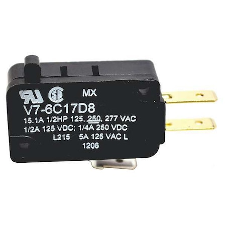 Miniature Snap Action Switch, Pin, Plunger Actuator, SPDT MPN:V7-6C17D8