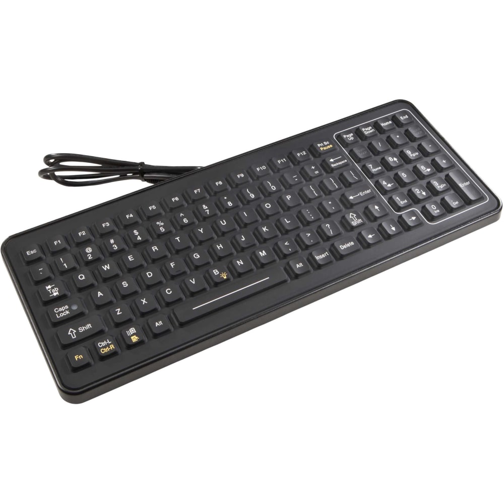 Intermec SlimKey SLK-101 Keyboard - Cable Connectivity - PS/2 Interface - 101 Key - Computer - PC - Industrial Silicon Rubber Keyswitch - Black MPN:340-053-003