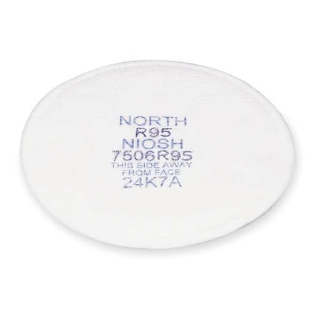 Filter, N, White, Not Threaded, North Full or Half Mask Respirators MPN:7506R95