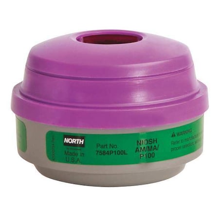 Combination Cartridge/Filter, N, Green, Magenta, Threaded, North Full or Half Mask Respirators MPN:7584P100L