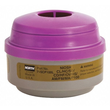 Combination Cartridge/Filter, Multi-Contaminant Cartridge/P100, Threaded, Magenta/Olive, 1 Pair MPN:75SCP100L