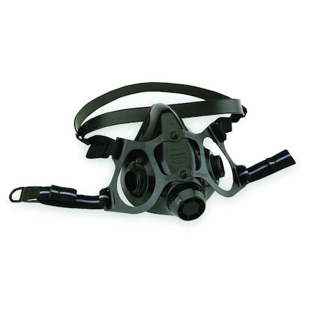 Half Mask Respirator, 7700 Series, Threaded, Silicone, NIOSH, Cartridges Not Included, Black, L MPN:770030L
