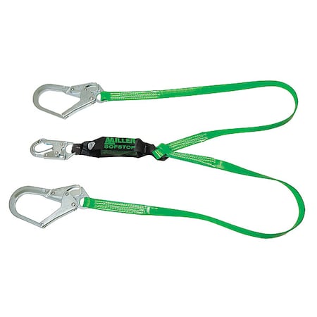 BackBiter Liquid Repellant Shock Absorbing Lanyard, Snap Hook, Steel, 2 Leg(s) MPN:8798PCR/6FTGN