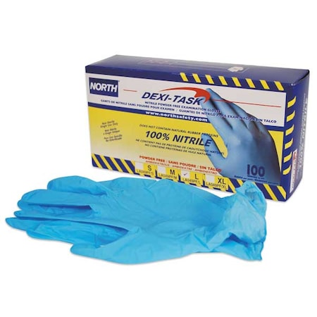 Dexi-Task, Disposable Gloves, 5 mil Palm, Nitrile, Powder-Free, 8, 100 PK, Blue MPN:LA049PF/M