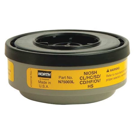 Cartridge, N, Yellow, Threaded, North Full or Half Mask Respirators MPN:N75003L