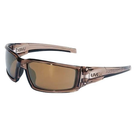 Hypershock, Safety Glasses, Anti-Scratch, Gold Mirror Lens, Brown Frame, Full-Frame MPN:S2964