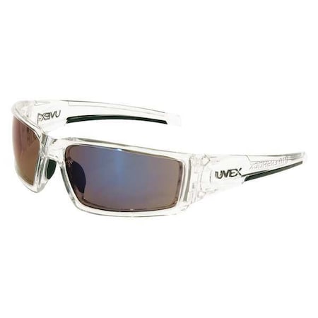 Hypershock, Safety Glasses, Anti-Scratch, Blue Mirror Lens, Clear Frame, Full-Frame MPN:S2975