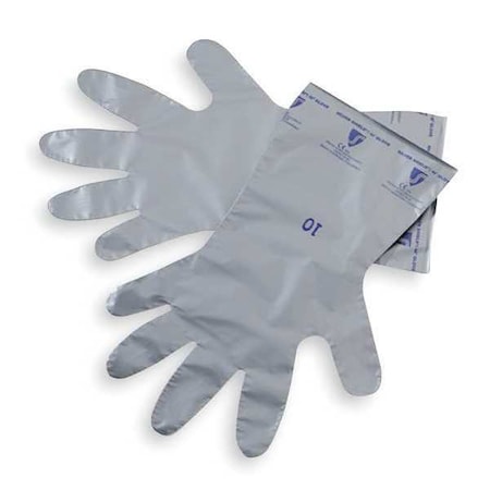 SilverShield - SSG Chemical Resistant Gloves, EVOH, Polyethylene, 16 in L, 2.7 mil, Silver, 10 MPN:SSG/10