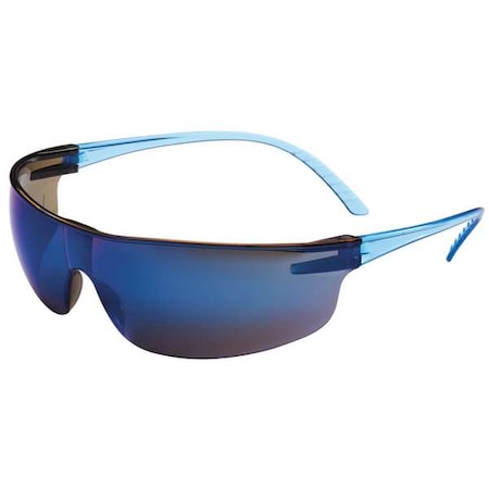 SVP200, Safety Glasses, Anti-Scratch, Blue Mirror Lens, Blue Frame, Frameless MPN:SVP206