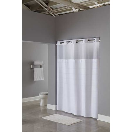 Shower Curtain, Plastic, White, 71 in W, 77 in L MPN:HBH20MPT01SLAM
