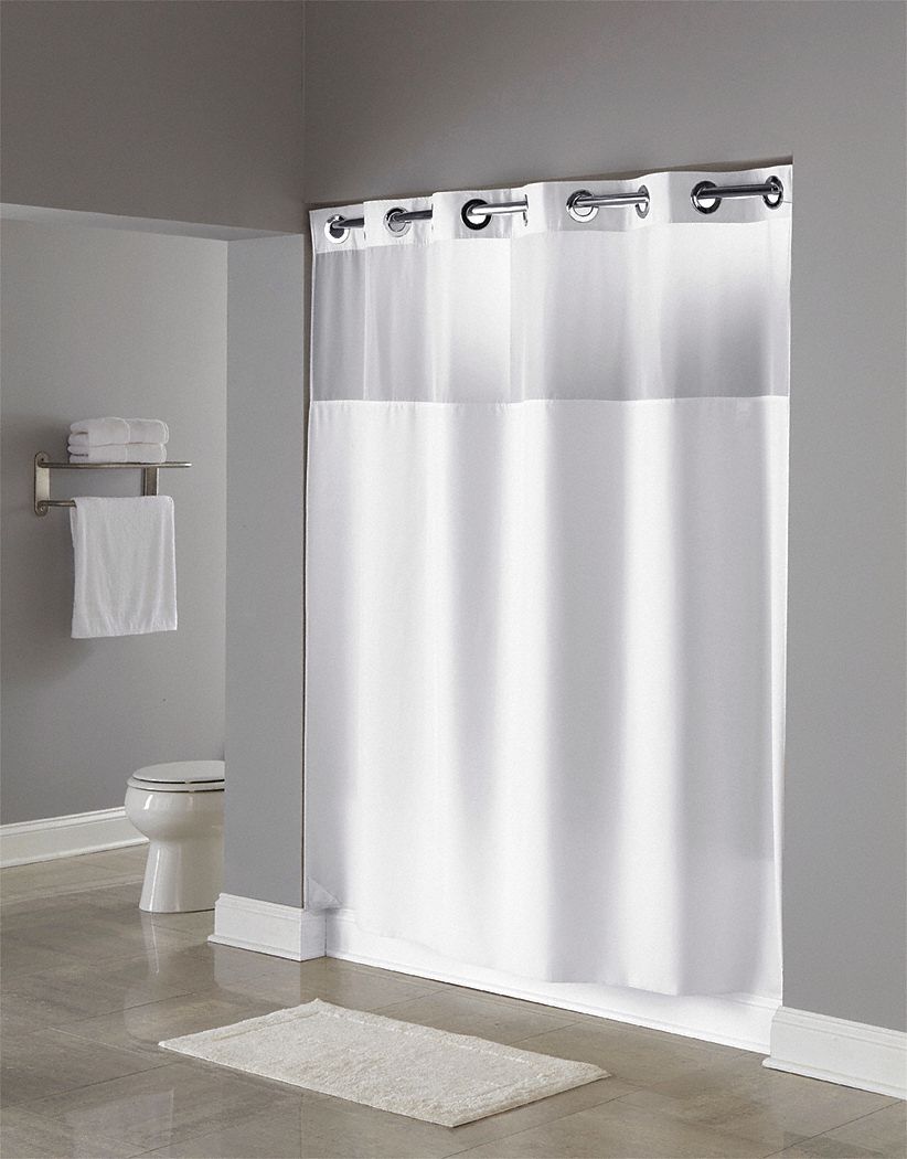 Shower Curtain 74 in L 71 in W White MPN:HBH49MYS01SL74
