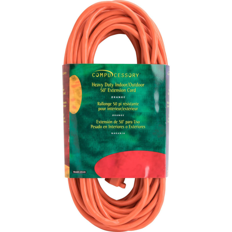 Compucessory Heavy-duty Indoor/Outdoor Extsn Cord - 16 Gauge - 125 V DC / 13 A - Orange - 50 ft Cord Length - 1 (Min Order Qty 2) MPN:25149