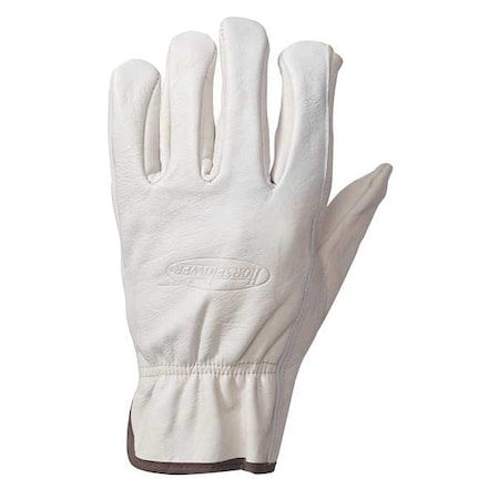 Leather Drivers Gloves, Shirred Wrist, Keystone Thumb, Gunn Cut, White, M 1 PR MPN:PWG-138420M