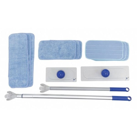 Flat Mop Kit, Snap On Connection, Blue, Microfiber MPN:SPH-KT