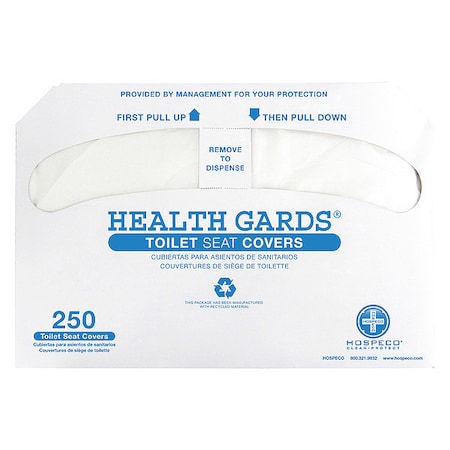 Toilet Seat Cover, Health Gards, Half Fold, 14 1/2 in x 17 in Sheet Size, 250 Sheets, White, PK20 MPN:HG-5000