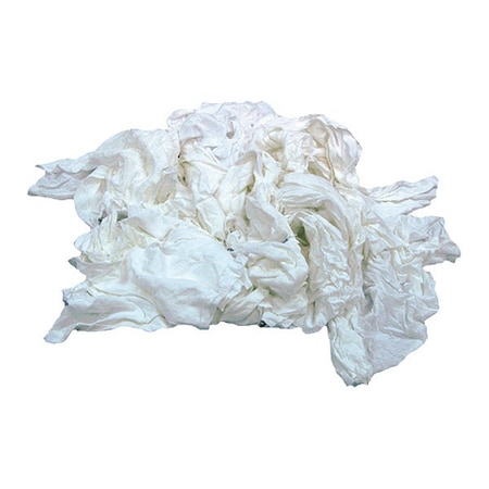 Recycled Cotton T-shirt Cloth Rag 25 lb. Varies, White, 200PK MPN:457-25
