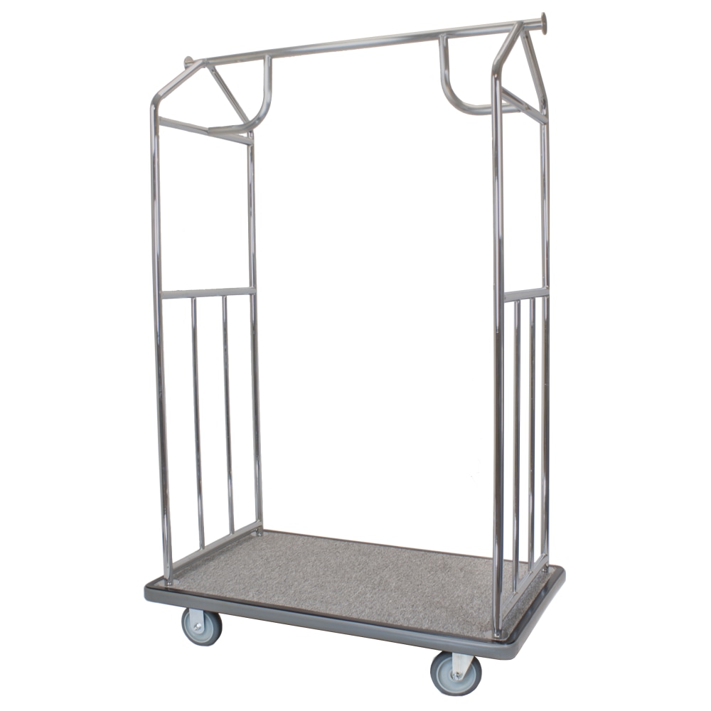 Hospitality 1 Source All-In-One Bellmans Cart, 66inH x 43inW x 25inD, Gray Carpet/Brushed Silver MPN:BCBSGG-5