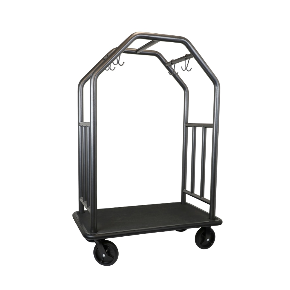 Hospitality 1 Source Estate Bellmans Cart, 71inH x 48inW x 27inD, Black Rubber Decking/Coastal Hammertone MPN:CCRDBL01