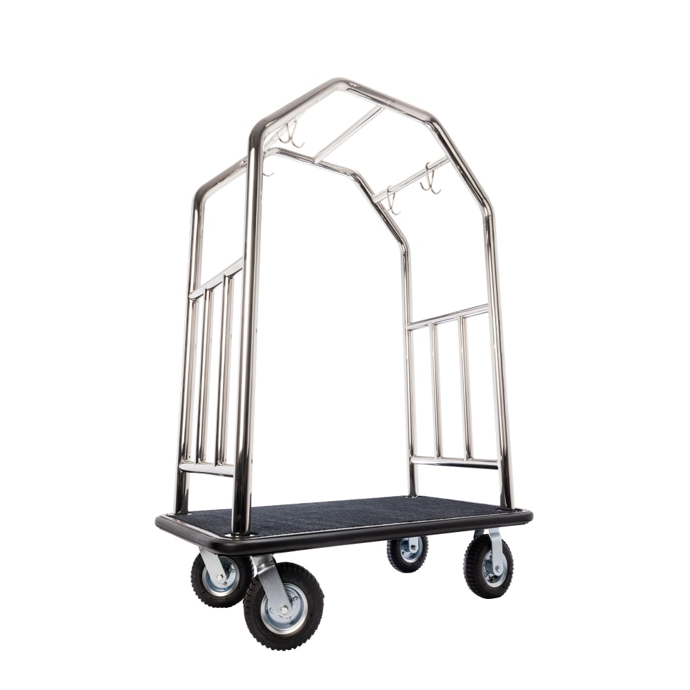 Hospitality 1 Source Estate Bellmans Cart, 71inH x 48inW x 27inD, Black Carpet/Silver MPN:ESSSBB-8