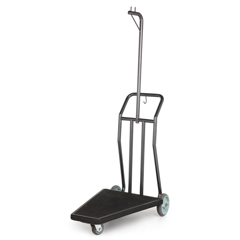 Hospitality 1 Source Compact Luggage Carrier Bellmans Cart, 73inH x 43inW x 25inD, Black Rubber Decking/Coastal Hammertone MPN:KDCLCC-3