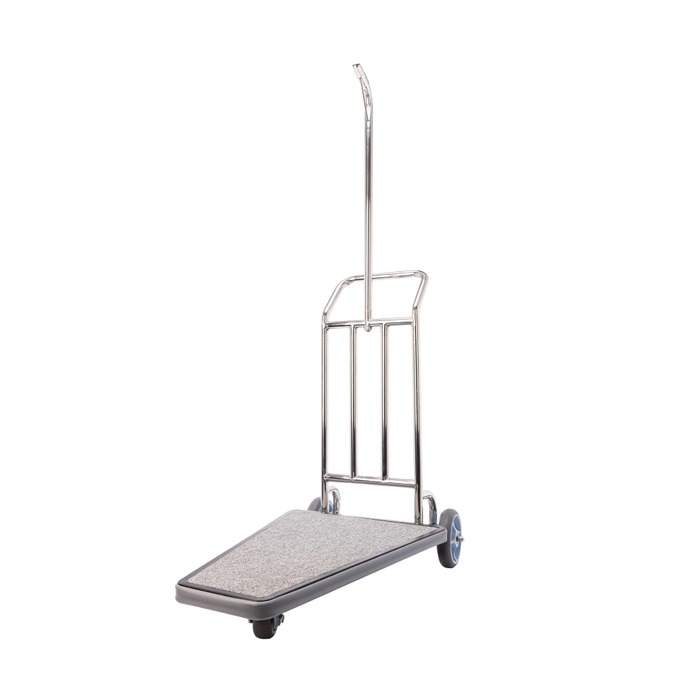 Hospitality 1 Source Compact Luggage Carrier Bellmans Cart, 73inH x 43inW x 25inD, Gray Carpet/Silver MPN:KDCLCSSGG-3