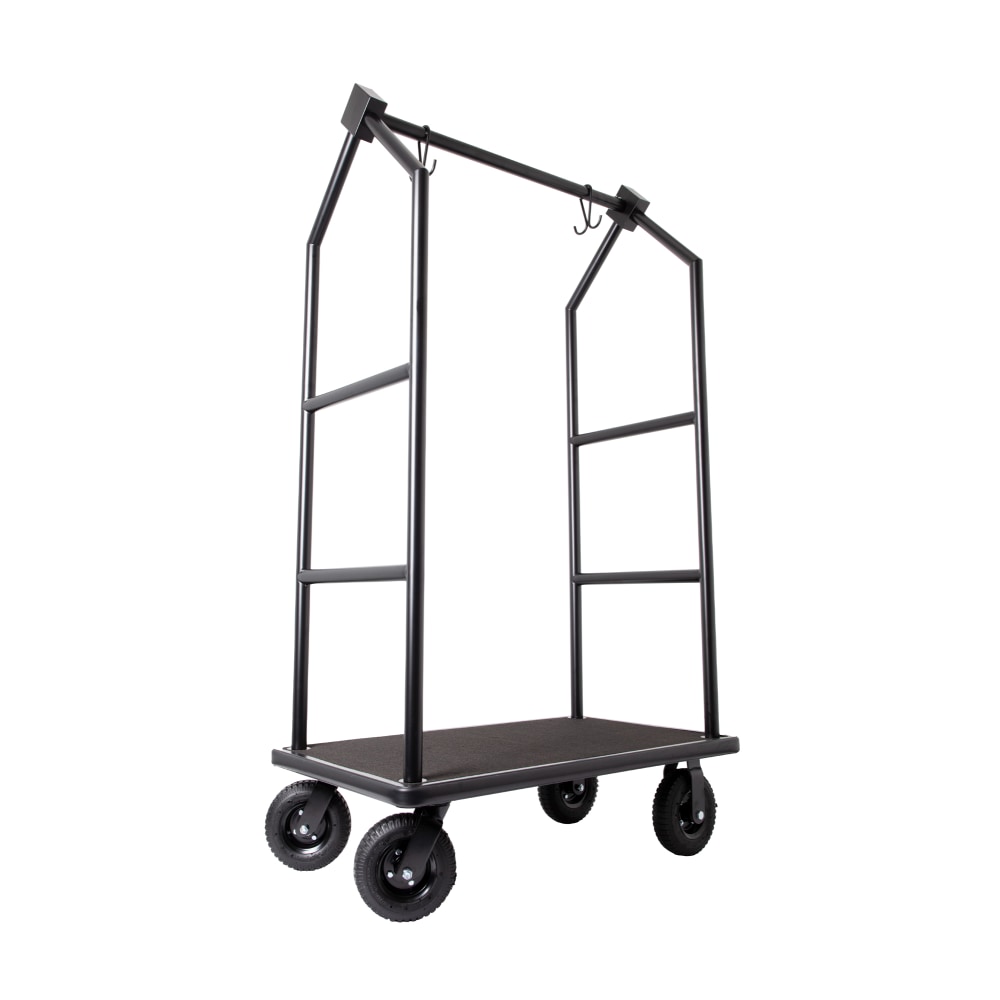 Hospitality 1 Source Contemporary Bellman's Cart, 75inH x 43inW x 25inD, Black Carpet/Black MPN:RBCF105-BL