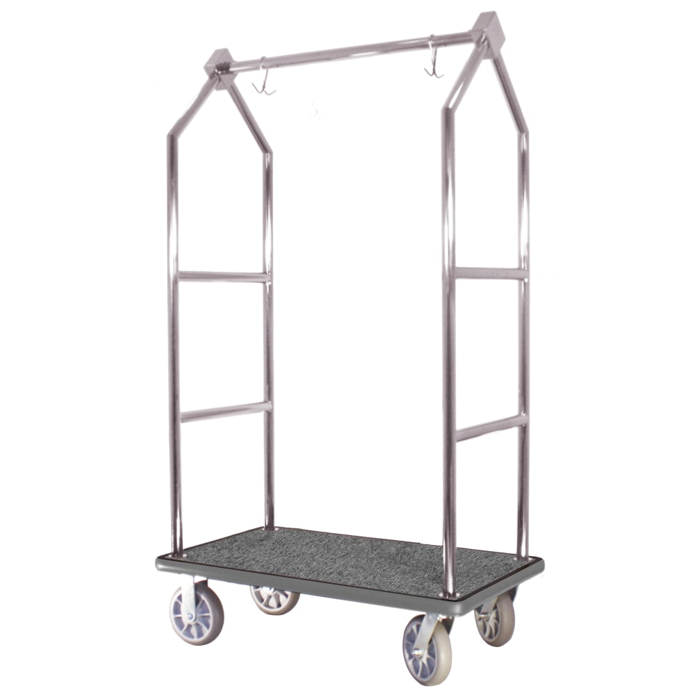 Hospitality 1 Source Contemporary Cart, 75inH x 43inW x 25inD, Gray Carpet/Silver MPN:RBCF105-SS