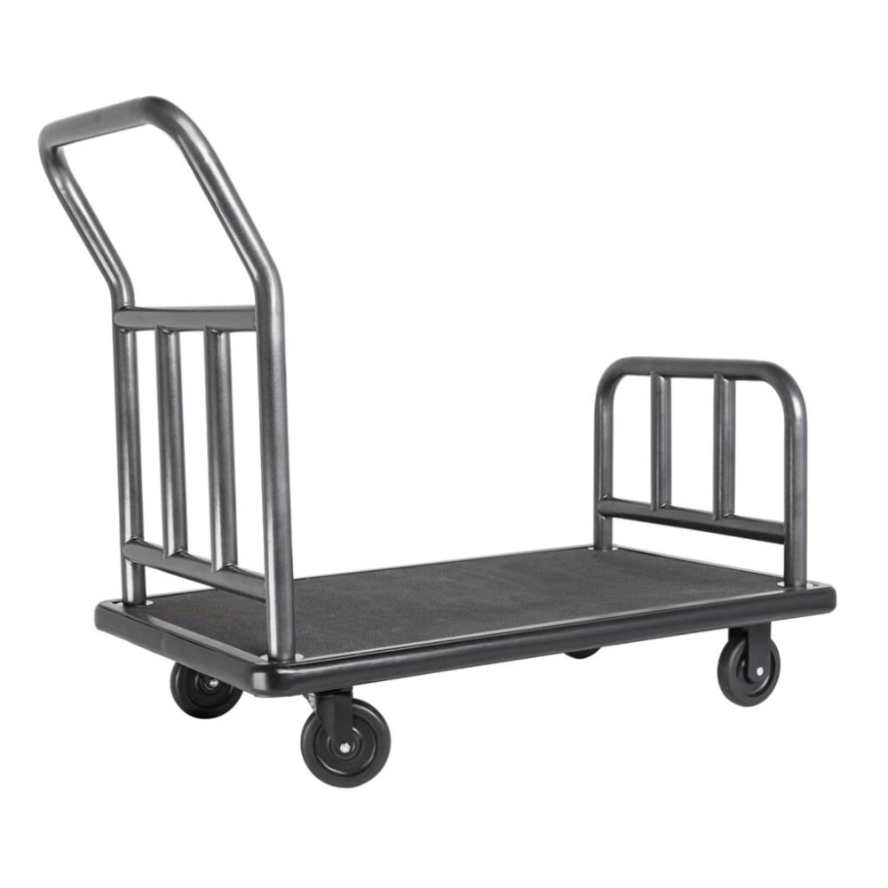 Hospitality 1 Source Utility Bellmans Cart, 37inH x 43inW x 25inD, Black Rubber Decking/Coastal Hammertone MPN:UCCRD5RR