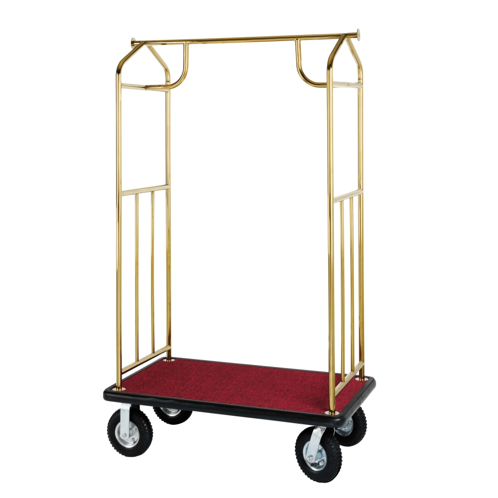 Hospitality 1 Source Transporter Bellmans Cart, 68inH x 43inW x 25inD, Burgundy Carpet/Titanium Gold MPN:XDBCBP-6